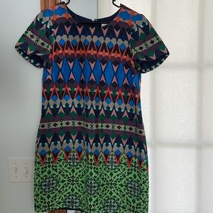 J Crew Colorful Geometric Shift Dress